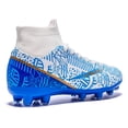 thumbnail image 2 of Zapatos de fútbol Favdeol Kids High Top Training, azules y blancos, 2 of 6