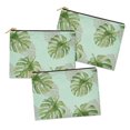 thumbnail image 4 of S4Sassy Green Monstera Leaves 3 Pc Printed Multipurpose Zipper Make Up Pouch Toiletry Bag Organizer-6 x 8 Inches, 4 of 4