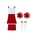 thumbnail image 4 of Jhaoyu Filles Enfants 4 Pcs Tenues de Cheerleading Robe de Cheer Sans Manches Uniforme de Danse pour Performance sur Scène B Rouge 4, 4 of 5