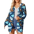 thumbnail image 1 of ORQ Women Christmas Cartoon Printed Cardigan Casual Long Sleeve Buttons Coat, 1 of 4