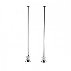 Straight Supply Lines with Porcelain Cross Handle Supply Stops - Chrome