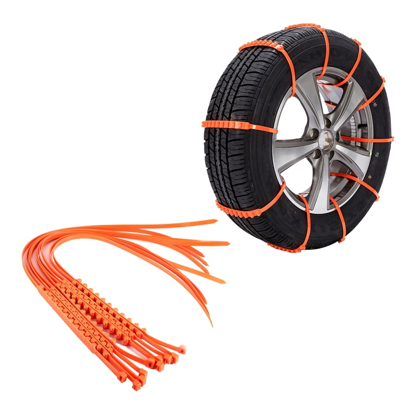 Qiilu 10pcs Reusable Auto Car Universal Fit Snow Safety Anti-Skid Tire Tyer Chains Thickened Tendons of Resisting Low Temperature for Universal Vehicle//Car//SUV