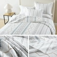 thumbnail image 6 of SahSahCasa Boho King Size Quilt, 100% Cotton King Comforter Set for Bed, Bohemian Geometric Striped Quilted Bedspread, White Quilt Bedding Set All Season, 3 Pieces, 6 of 7