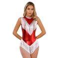 thumbnail image 2 of Zaldita Women Jazz Latin Dance Leotard Sequins Tassel Bodysuit Samba Cha-Cha Dance Dress Red S, 2 of 7