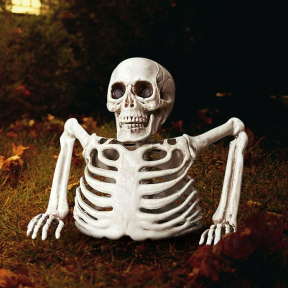 NOBRAND Halloween Decorations Outdoor Tabletop White Plastic Half Skeleton Halloween Prop Decoration