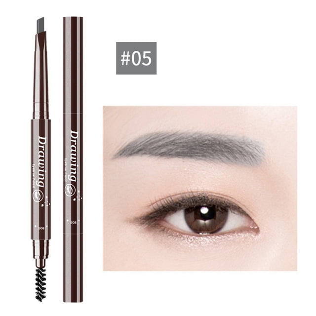 Single 7 Color Double Headed Triangle Eyebrow Pencil One Word Eyebrow Beginner Natural Easy To Color With Eyebrow Brush, Eyebrow White