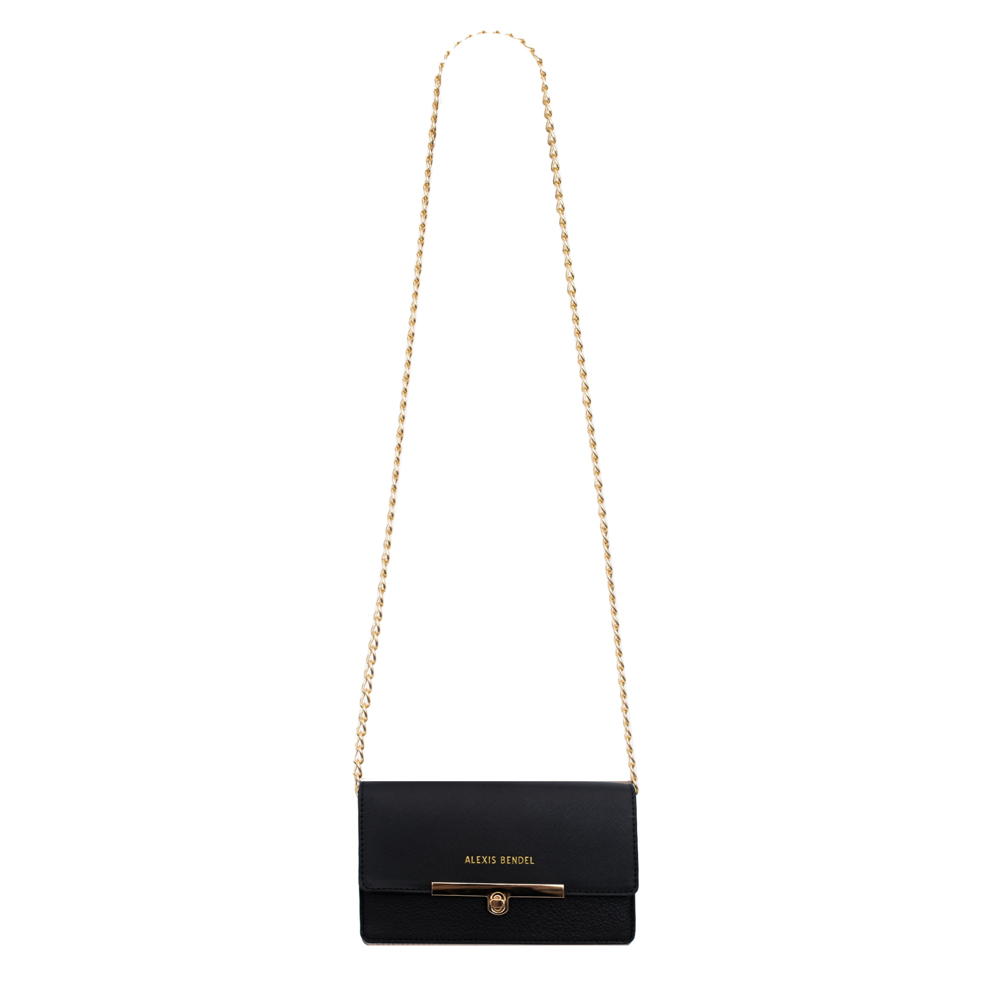 Alexis Bendel Women’s Small Saffiano Chain Flap Crossbody Everyday Handbag with Turn Lock