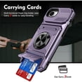 thumbnail image 1 of For Apple iPhone 17e/16e Phone Case with Finger Ring Holder Kickstand, Card Slots，Heavy Duty Shockproof Rugged Protective Working with Magnetic Car Phone Mount,Purple, 1 of 8