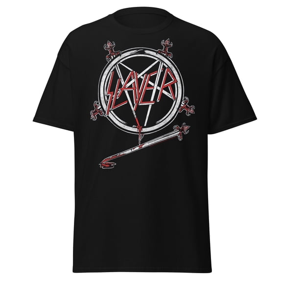 Slayer Sword Logo Jumbo Print Unisex T-Shirt - Black - Small