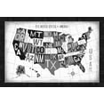 thumbnail image 2 of Mullan, Michael 24x18 Black Ornate Wood Framed with Double Matting Museum Art Print Titled - Letterpress USA Map Dark, 2 of 4