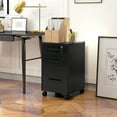 thumbnail image 2 of HOMCOM 3 Drawer File Cabinet with Hanging Bars for Letter A4 Size, Black, 2 of 10