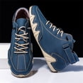 thumbnail image 4 of Men Lace-Up Casual Boots, Men's Casual Ltalian Handmade High Top High Boots Leather Outdoor Walking Sneakers Slip-On Lightweight Non-Slip Waterproof Driving Chukka Boots, Blue 12, 4 of 5