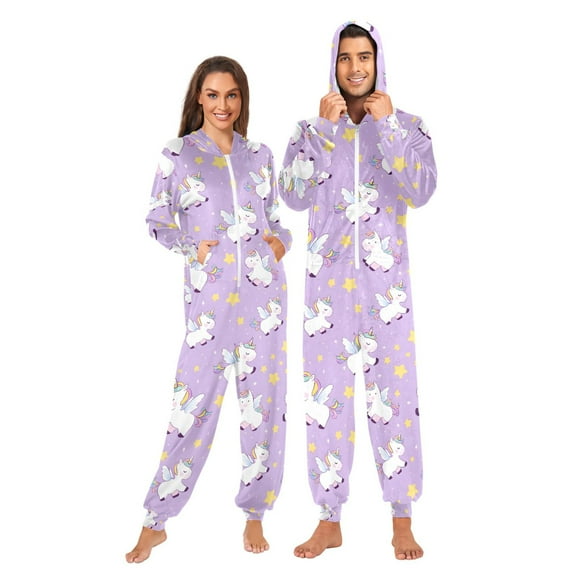 joogoo Unicorn Cute Star Unisex Adults Onesies Pajamas Jumpsuits L