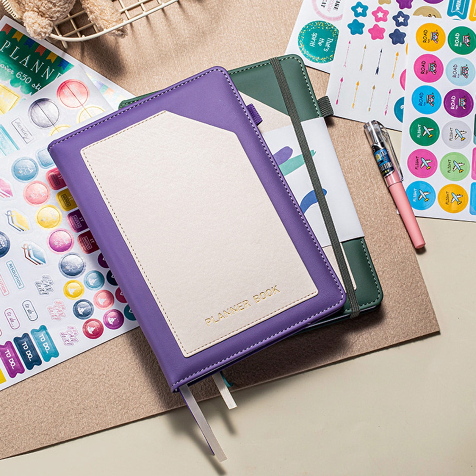 LSLJS Notebook Planner 2023-2024 Academic Year,A5 Sturdy Hardcover Composition Notebook with Sticker Financial Planning Log, Goal Recording,Organizer Notebook,Productivity Journal For Home Office