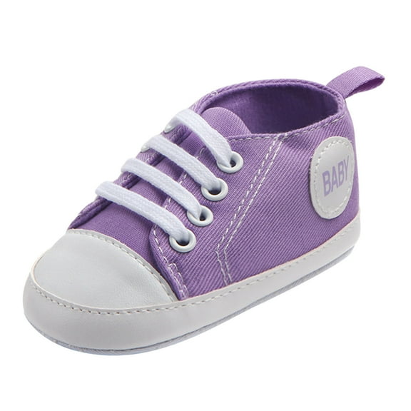 Penkiiy Toddler Shoes Toddler Shoes Baby Boys Girls Cute Fashion Non-slip Soft Bottom Sandals Canvas Shoes Purple Kid Shoes for 18 Months