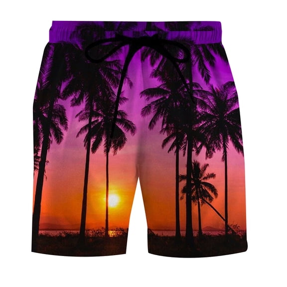 JIAHONG Hawaiian Men's Summer Beach Shorts Swim Trunks Sports Running Bathing Suits with Mesh Lining, Purple