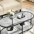 thumbnail image 4 of Alden Design Two-layer Modern Oval Glass Coffee Table for Living Room, 4 of 10