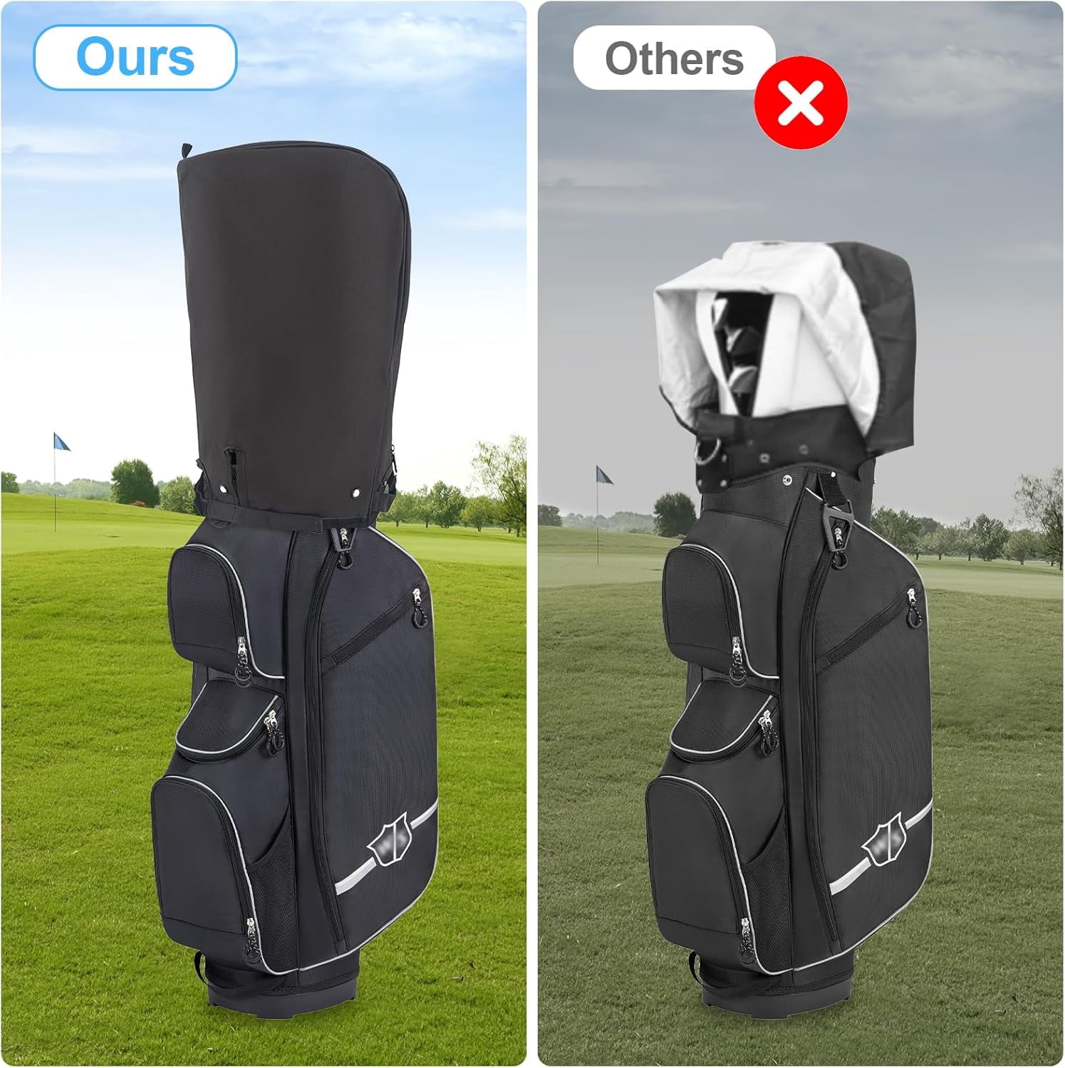 YXMEIGUO Golf Bag Rain Cover, Universal Golf Bag Cover Hood for Travel, Heavy Duty Waterproof Dustproof UV-Protect Golf Club Bags