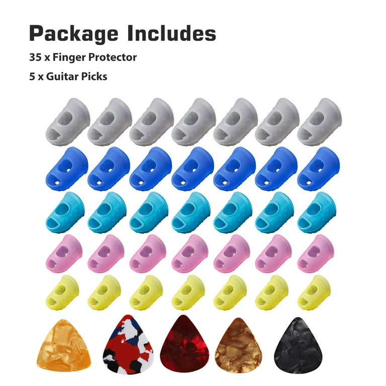 15Pcs Guitar Fingertip Protectors Silicone Finger Guards Random Color  (S/M/L, Each Size 5 Pcs)