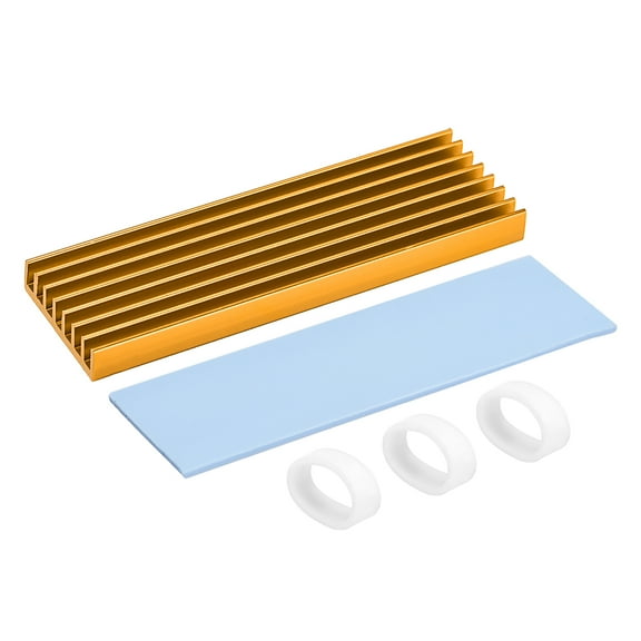 M.2 Aluminum Heatsink Kit 70 x 22 x 6mm Golden Tone with Silicone Thermal Pads for 2280 SSD