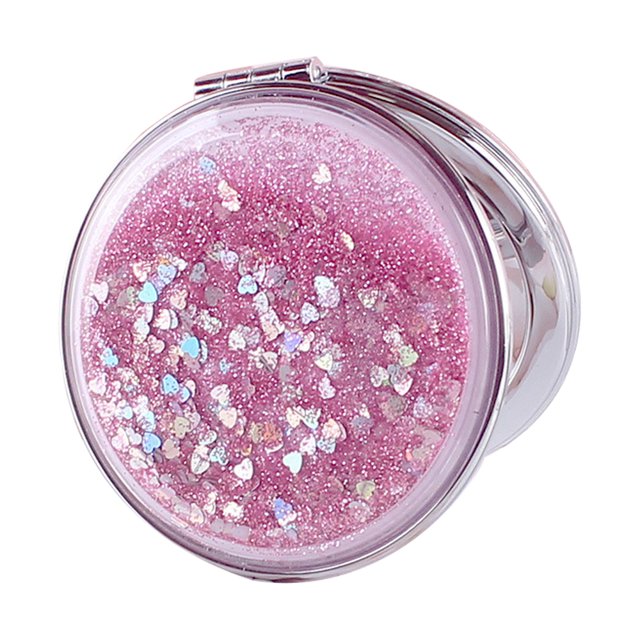 Miroir de Poche Mini Miroir de Maquillage à Sable Mouvant Portable Double Face