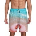 thumbnail image 3 of Lsque Pink Float Ring On Beach Mens Sleep Pajama Shorts,Short Pajama Pants, Cotton Ultra-Soft Knit-Small, 3 of 9