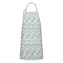 Light Blue Christmas Tree Apron-Garden Aprons for Women with Pockets-Cotton Linen Waterproof Kitchen Cooking Gardening Aprons Adjustable for Kitchen,Cooking,BBQ and Salon 32"x27"