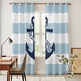 thumbnail image 4 of Aqua Stripe Nautical Kitchen Curtains 84 Inch Length, Navy Blue Anchor Summer Coastal Grommet Top Bedroom Living Room Curtains, Light Filtering Cafe Curtain Drapes 2 Panels Set 84''x84'', 4 of 9