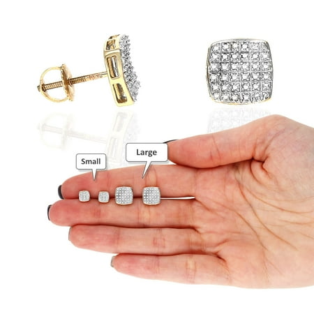 10K Yellow Gold Pave Set Natural Diamond Stud Earrings 0.05Ct-0.20Ct