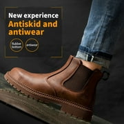 Mens Leather Work Shoes Water Resistant Steel Toe Safety Shoes Oil Resistant Construction for Working