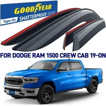 Goodyear Shatterproof Side Window Deflectors for Trucks Dodge RAM 1500 2019-2026 Crew Cab, Tape-on Rain Guards, Window Visors for Cars, Vent Deflector, Vent Visor, Truck Accessories, 4pcs- GY003180LP