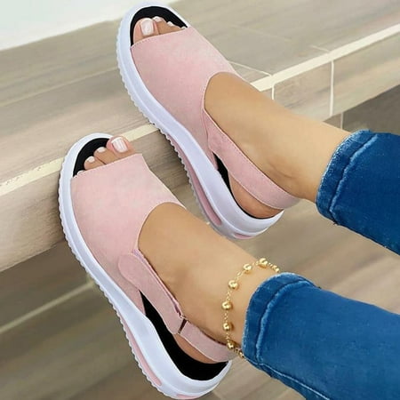 

HIBRO Women s Fashion Casual Peep Toe Platforms Wedges Beach Sandals Sport Shoes