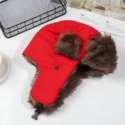 TELOLY Unisex Men Women Russian Hat Trapper Bomber Warm Trooper Ear Flaps Winter Ski Hat Solid Color Faux Fur Cap Headwear