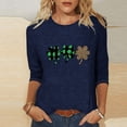 thumbnail image 1 of TaTaai St. Patrick's Day Casual Fashion Print Blouses For Women 3/4 Sleeve Round Neck Loose Fit Stretchy Breathable Spring Winter Daily Tops Gift, 1 of 4