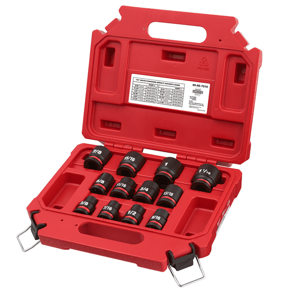 Milwaukee 49-66-7010 12-Piece SHOCKWAVE 6 Point Standard SAE 1/2 in. Drive Impact Socket Set