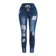 thumbnail image 5 of Sngxgn Women's Jeans Stretchy Ripped Distressed Denim Pants(Blue,XL), 5 of 7