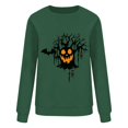 thumbnail image 4 of Women's Hoodless Sweatshirt for Casual Wear with Halloween Pumpkin Cozy Crewneck Fall Top for Seasonal Style and Comfort Green S, 4 of 4