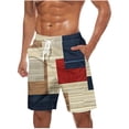 thumbnail image 2 of Blczomt Shorts for Men Summer Beach Casual Lightweight Yellow Pockets Elastic Waist Plaid Men's Clothing,L, 2 of 5
