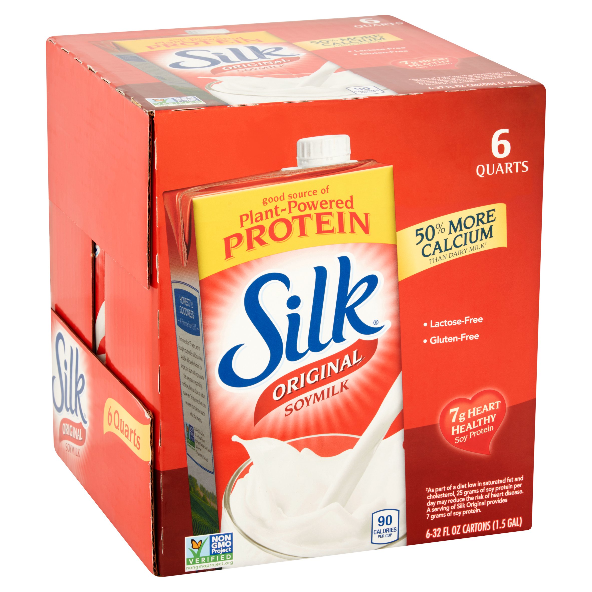 (Pack of 6) Silk Original Soymilk, NonDairy, Vegan, PlantBased, 32 fl