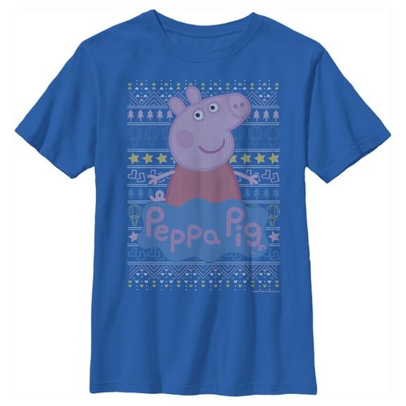 Boy's Peppa Pig Distressed Christmas Sweater Graphic T-Shirt