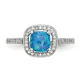 thumbnail image 4 of 925 Sterling Silver Rhodium-plated Square Blue Created Opal Cubic Zirconia Ring, 4 of 4