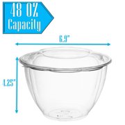 Mr Miracle Clear 48 Ounce Plastic Salad Bowls with Snap-On Lids. Pack 50. Airtight Disposable Salad Containers for Lunch, Meal Prep, Parties. Ideal as Disposable Salad Bowls with Lids