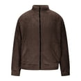 thumbnail image 5 of Txeol Brown Fuzzy Sherpa Jacket for Men Full Zip Long Sleeve Coat Fall Winter Cozy Warm Outdoor Coats with Pockets,XL, 5 of 8
