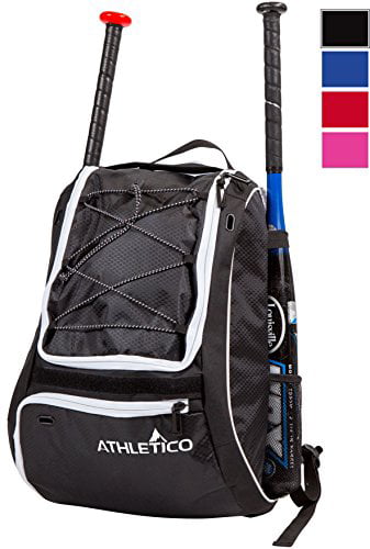 Rawlings Youth Baseball Softball Backpack Bag Black 2 Bats Equipment Fence Hook 