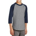 thumbnail image 4 of Mafoose Youth 3/4 Sleeves Colorblock Raglan Baseball Soft Jersey Heather Grey/ Navy YT200 L, 4 of 5