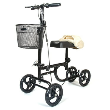 BodyMed Folding Knee Walker for Ankle & Foot Injuries – Portable, Lightweight Leg Injury Scooter for Adults – Wheeled Mobility Caddy for Orthopedic Injuries