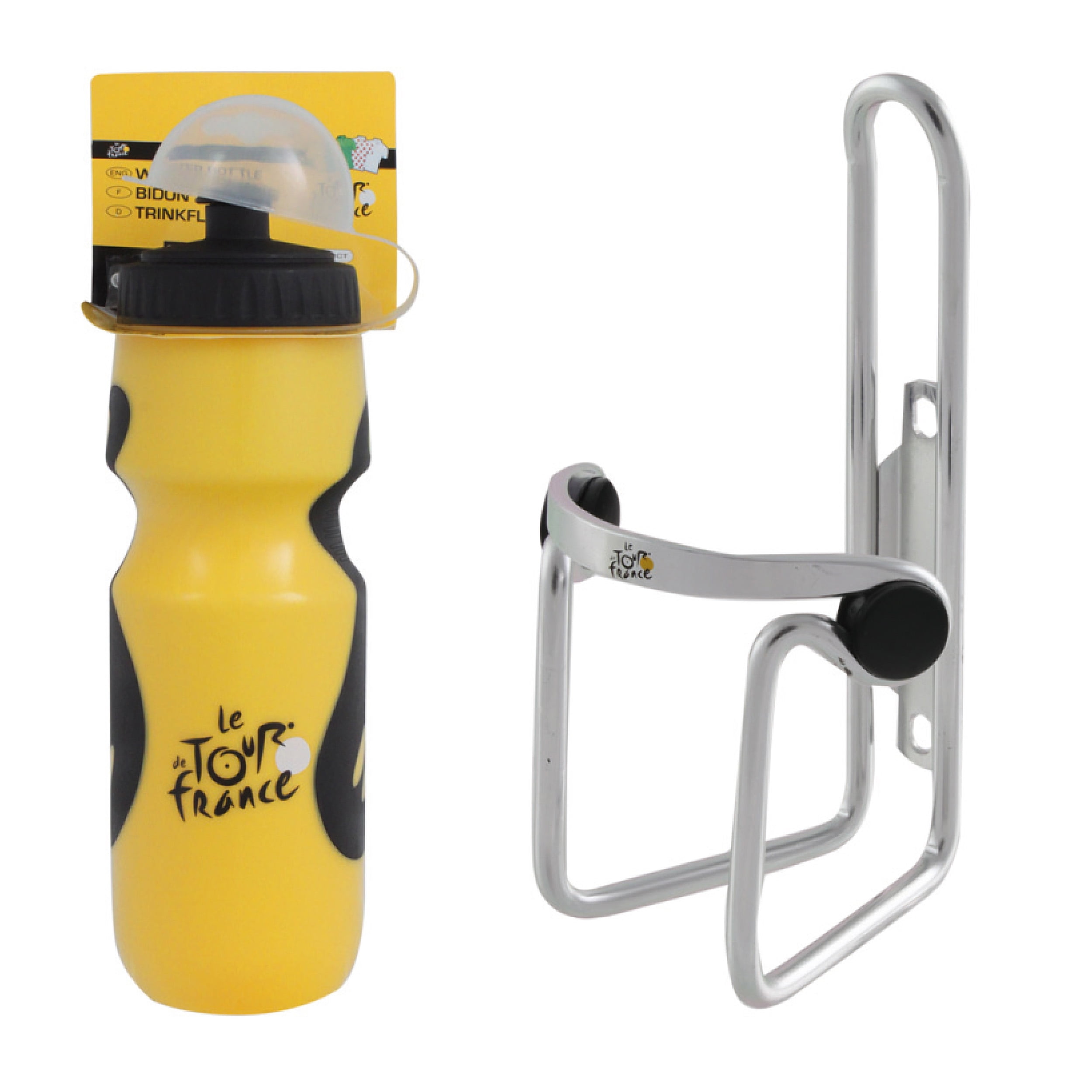 Cycle Force Water Bottle and Bicycle Cage Bundle, Yellow/White