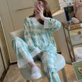 thumbnail image 2 of REDHOTYPE Mode Nouveau Printemps Automne Dentelle Douce Pyjamas Floraux pour Femmes Ensemble de Vêtements de Maison Ample Doux, 2 of 7