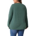 thumbnail image 3 of Agnes Orinda Women's Plus Size Blouses Long Sleeve Square Neck Flowy Pleated Loose Fit Tunic Tops 3X Green, 3 of 6
