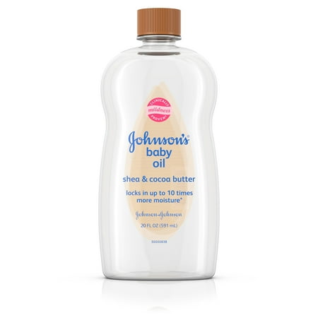 Johnson's Baby Oil With Shea & Cocoa Butter For Dry Skin, 20 Fl. Oz.
